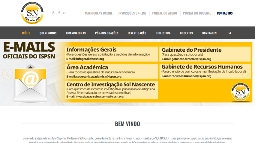 Instituto Superior Politécnico Sol Nascente academic year 2025-2026 schedule with morning, afternoon, and night periods