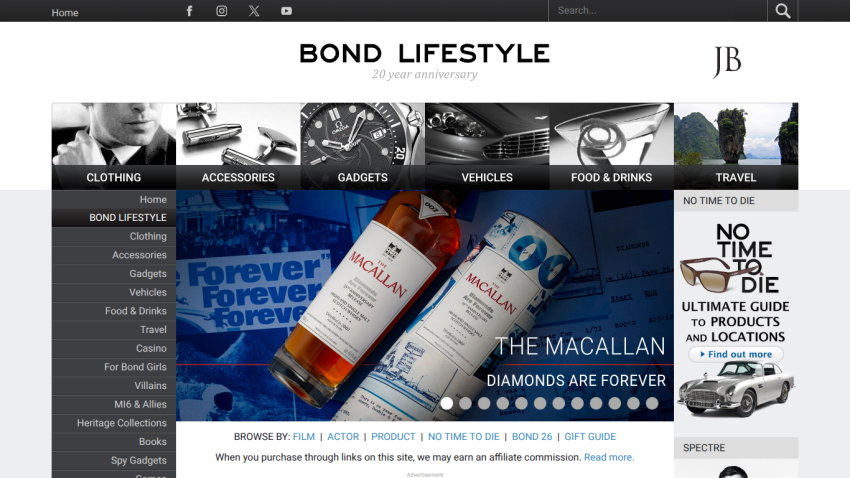 Homepage of Bond Lifestyle showcasing luxury products and featured items.