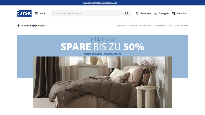 Promotional banner for discounts up to 50% on bedding products.