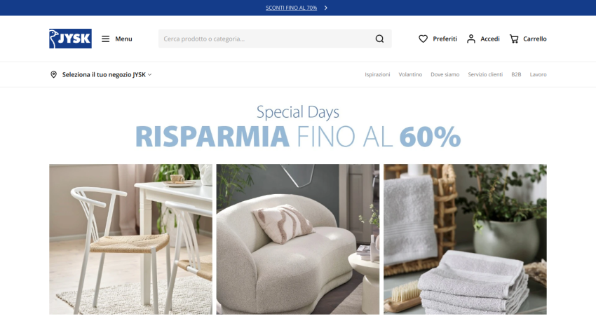 Promotional banner for special days with discounts up to 60%, featuring home decor items.