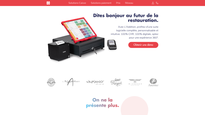 POS system with touchscreen and receipt printer promoting future of restaurant management with 100% cloud-based software.