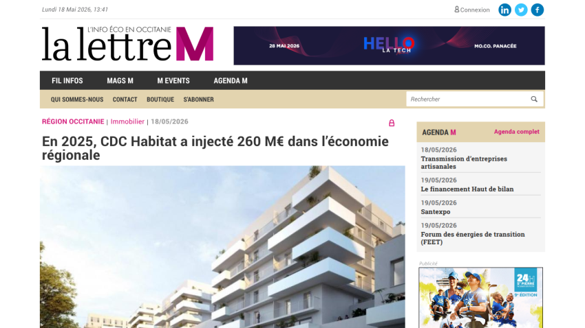 Article headline about CDC Habitat's investment in the regional economy.