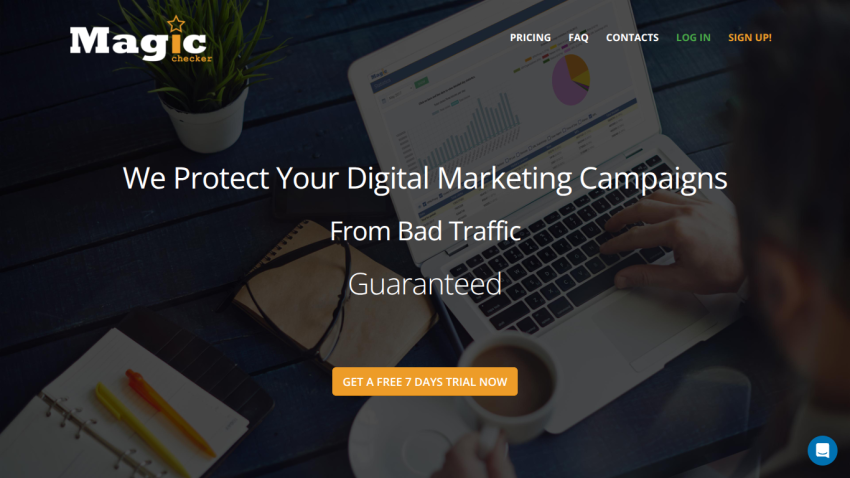 Digital marketing protection service with a call to action for a free trial.