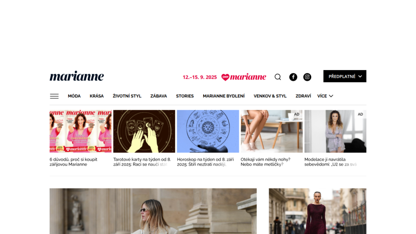 Fashion website showcasing various styles and featured articles.