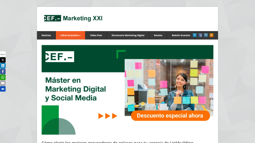 Marketing courses offered by CEF, including personal and online options.