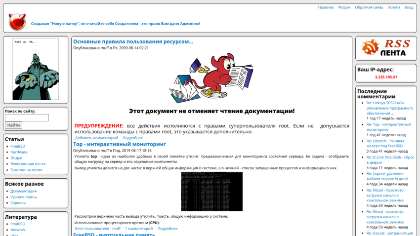 FreeBSD resource usage rules and interactive monitoring tool top explained with warnings and examples