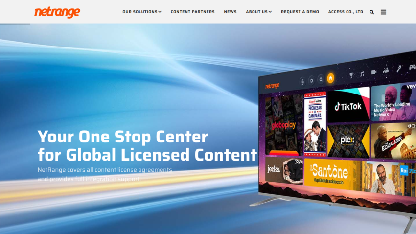 Homepage showcasing licensed content services with a prominent tagline.