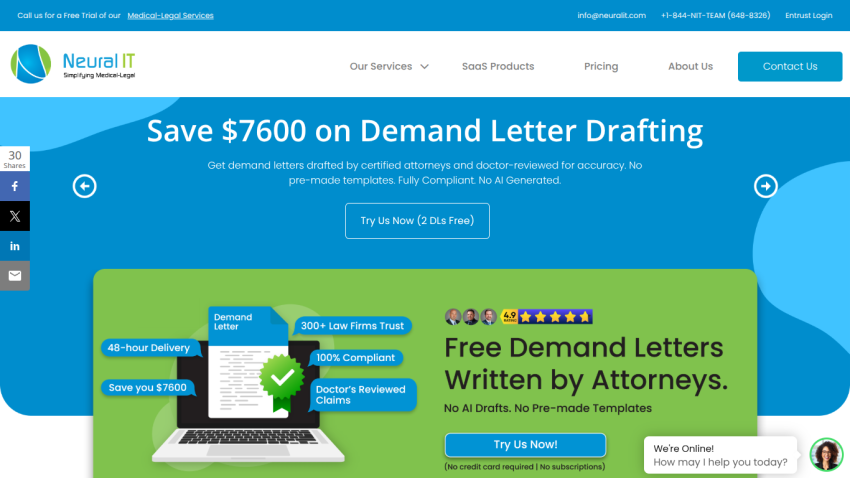 Promotional banner for demand letter drafting services with a savings offer and call to action.