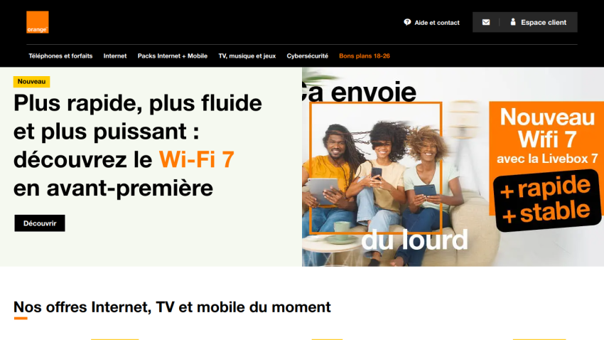 Promotional banner for Wi-Fi 7 with key features and a call to action.