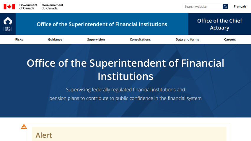 Office of the Superintendent of Financial Institutions supervising federally regulated financial institutions and pension plans