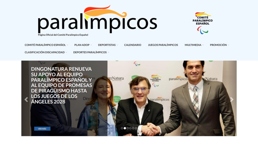 Official Spanish Paralympic Committee website with news about Dingonatura supporting the team until 2028 Los Angeles Games