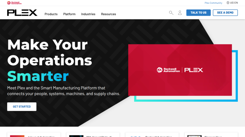Hero section promoting Plex with a call to action to get started.