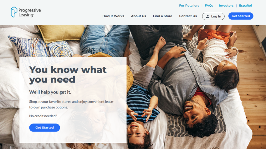 Homepage featuring a family with a message about knowing customer needs and a call to action.