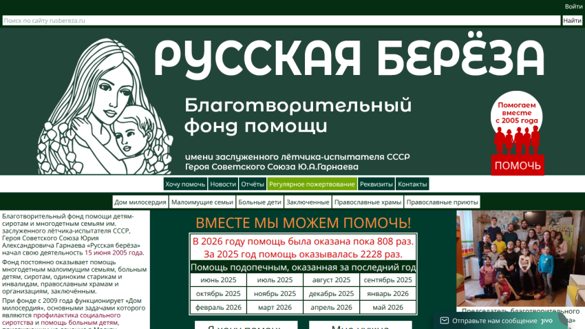 Homepage of a charitable foundation with a prominent title and mission statement.