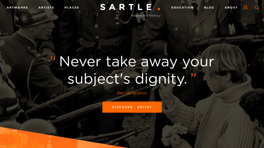 Homepage featuring a quote about art by Mary Cassatt and a call to action to discover the artist.