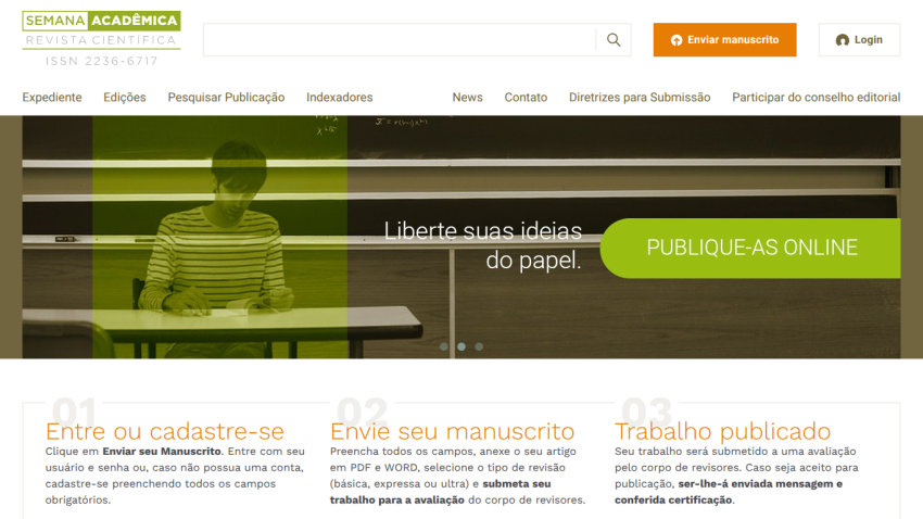 Website promoting online publishing services with a call to action and key features listed.