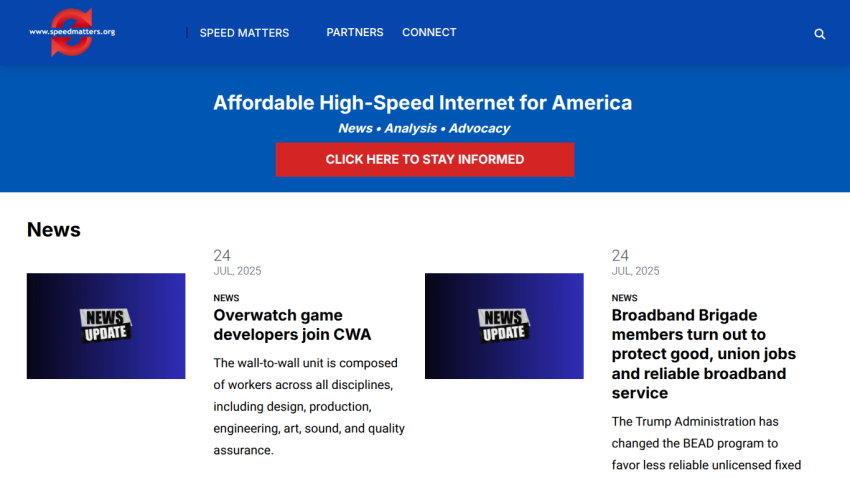 Affordable high-speed internet service news section with recent articles listed.