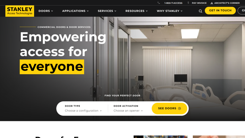 Homepage featuring a bold message about empowering access for everyone and navigation options.
