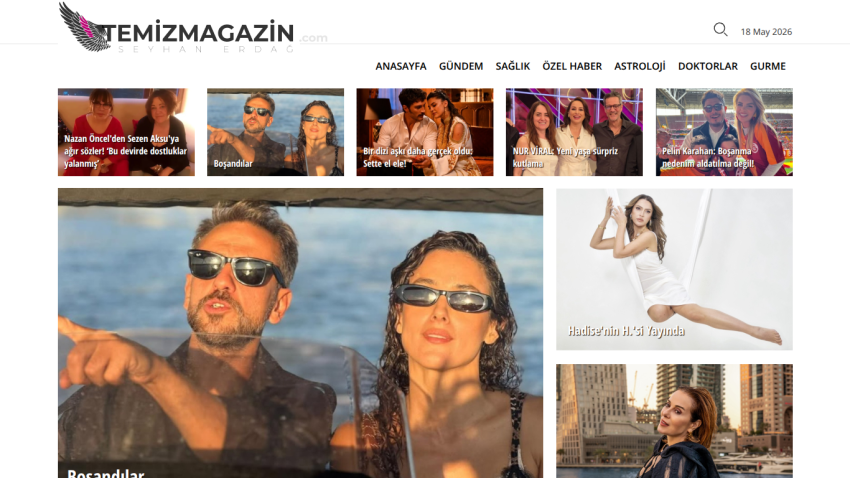 Homepage of a magazine featuring celebrity news and lifestyle articles.