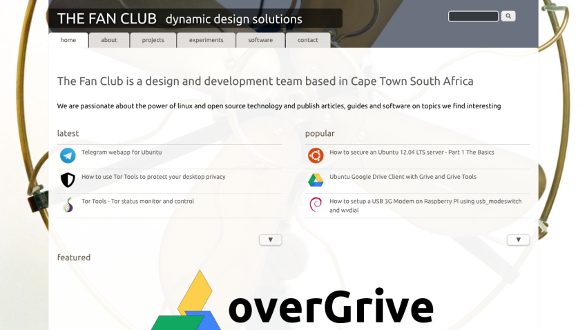 Homepage of The Fan Club, a design and development team, featuring services and popular links.