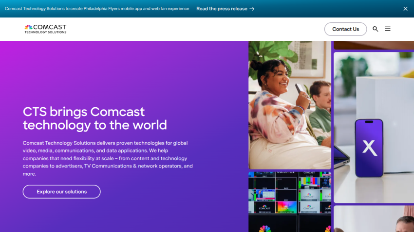 Comcast Technology Solutions overview with images and text about technology offerings.