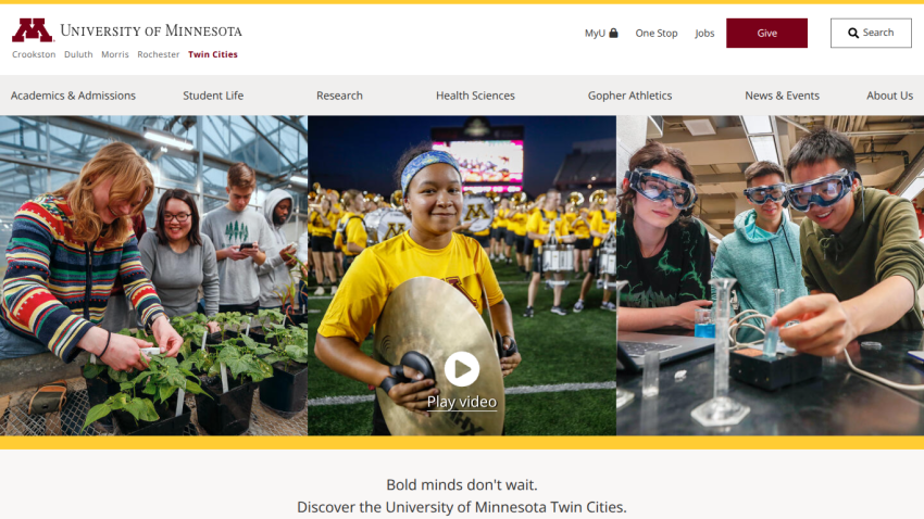 Homepage header with navigation menu and large hero image featuring a scenic mountain landscape and welcome text