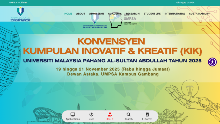 Convention for Innovative and Creative Groups at Universiti Malaysia Pahang Al-Sultan Abdullah from 19 to 21 November 2025 at Dewan Astaka, UMPSA Gambang Campus