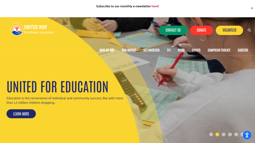 Homepage with header menu, large hero image showing a woman with a laptop, and headline 'We help you grow your business'