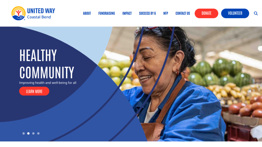 Homepage with navigation bar, large hero image featuring a smiling woman and text 'Get your free trial today'