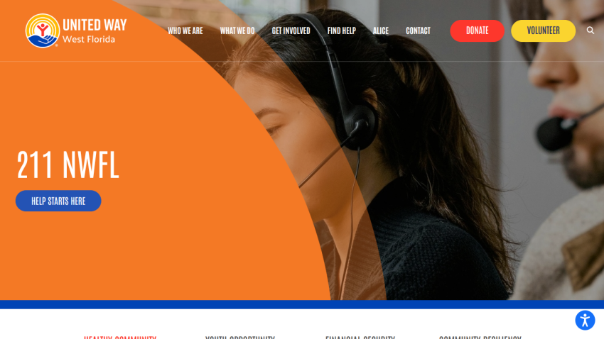 Homepage with navigation bar, large hero image featuring a woman in a yellow jacket, and headline 'We make your ideas happen'