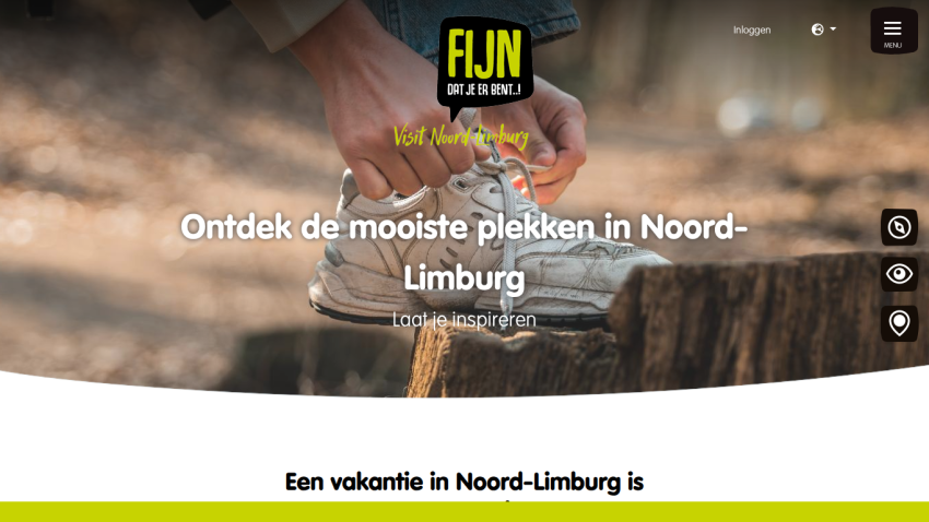 Visit Noord-Limburg tourism site with headline inviting to discover beautiful places in Noord-Limburg