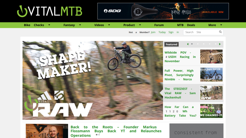 Vital MTB homepage featuring Norco Sight VLT CX long-term test and cycling news