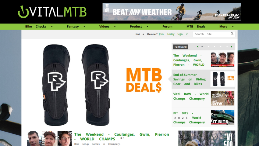Homepage of Vital MTB showcasing MTB deals and featured products.