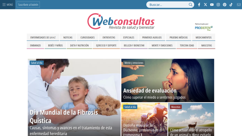 Health and wellness website featuring articles on various topics with images and navigation menu.
