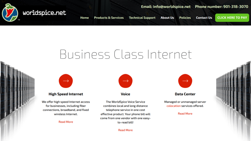 Business Class Internet services including High Speed Internet, Voice, and Data Center options.