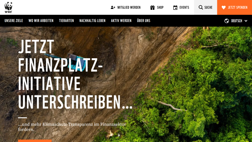 Call to action for signing a financial initiative with a nature background.