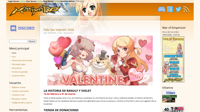 Valentine's event promotion with characters and hearts, featuring donation details.