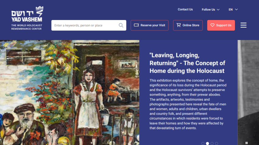 Exhibition announcement about the concept of home during the Holocaust with relevant imagery.