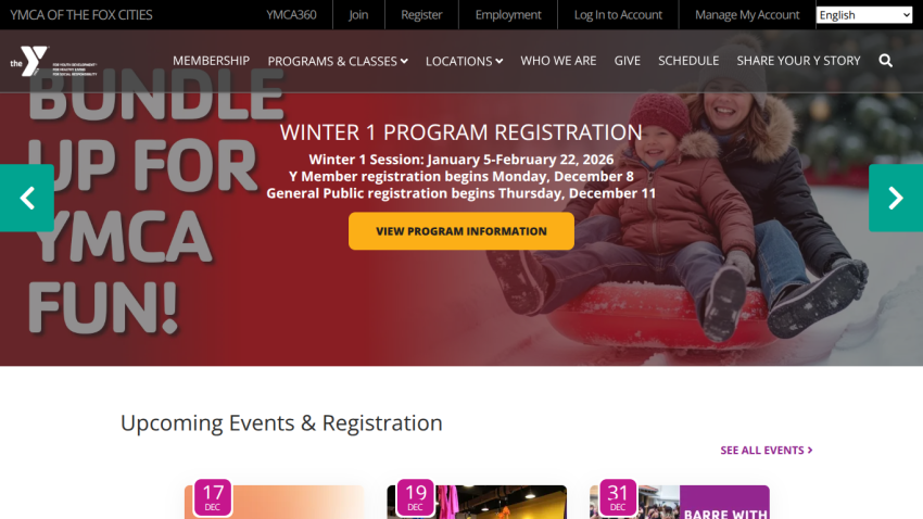 Homepage header with navigation menu and hero section featuring a large headline and call-to-action button