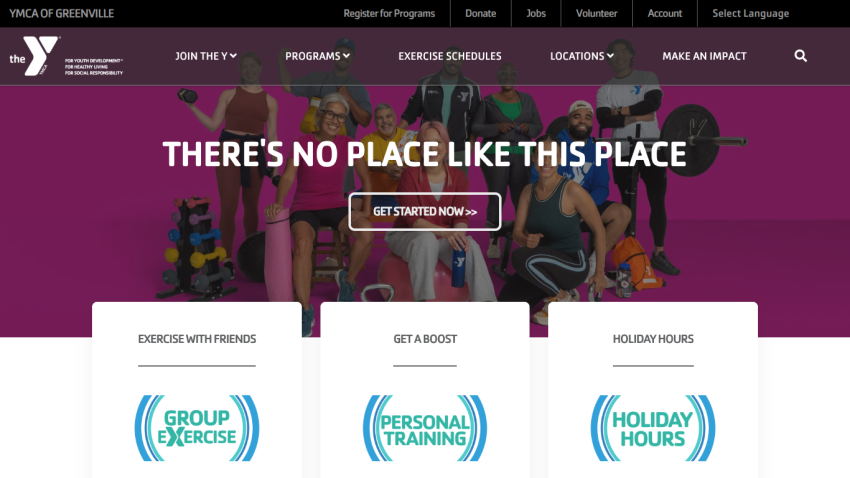 Homepage with navigation bar, large hero image, headline 'Welcome to Our Service', and call-to-action button