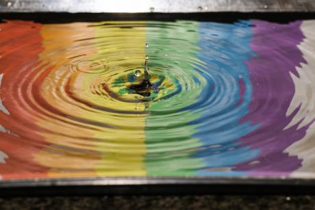 Pride Month: Water ripples in rainbow colours