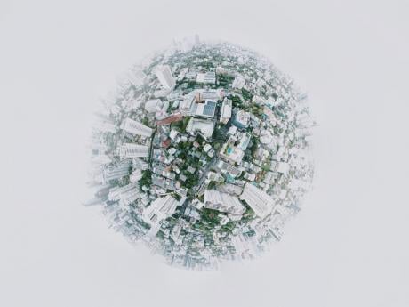 a birds eye view of a crowded neighbourhood locality