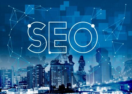 SEO in the background of skyscrapers