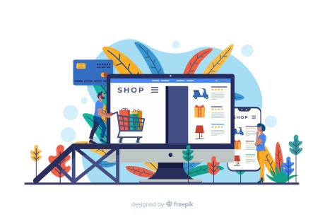 online shopping concept for landing page