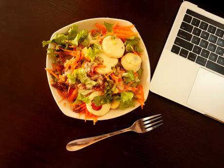Lunch near laptop