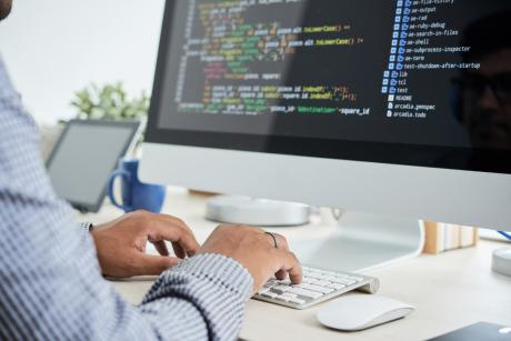 man working on laptop