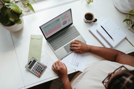 A person working on a laptop