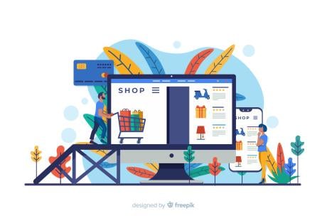 online shopping concept for landing page