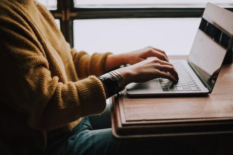 a person working in computer