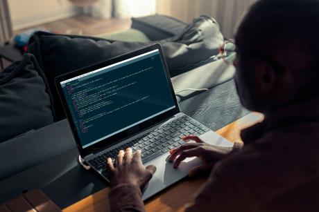 a person coding 